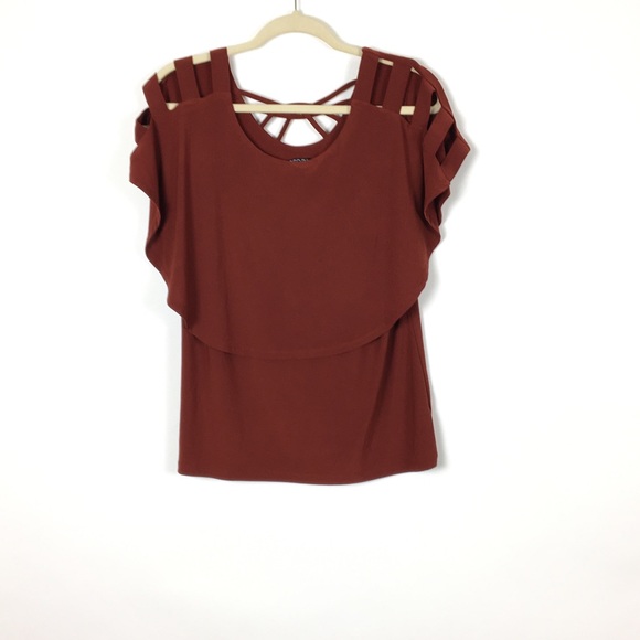 Coco Bianco Tops - Coco Bianco Reddish Brown Short Sleeve M Blouse